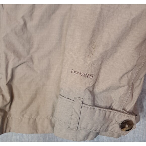 The North Face HyVent Coat Rain Jacket Beige Zip Hood Wind Pockets Womens Large - Picture 9 of 9